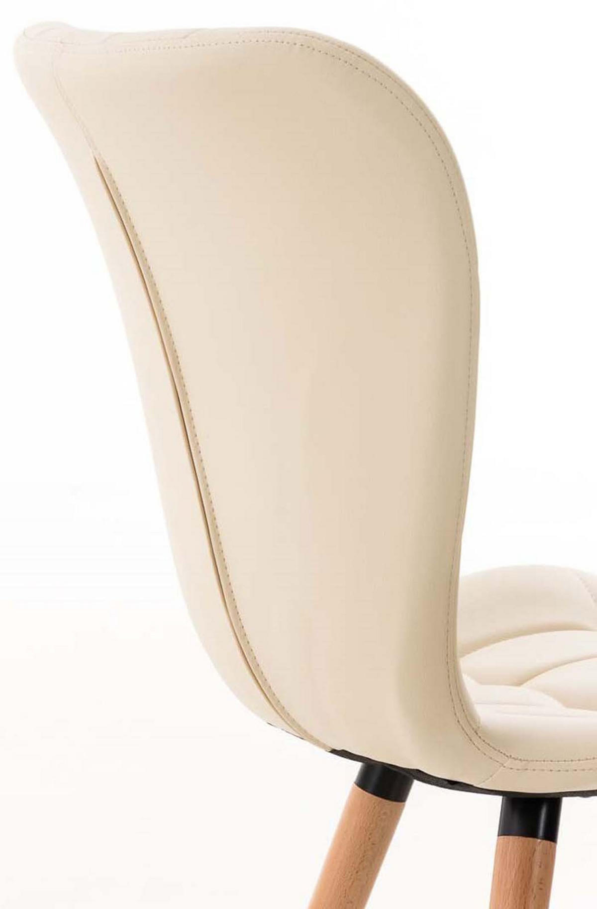 STUHL 4er Set Lederlook creme - Eukalyptusholzfarben/Creme, Holz/Textil (50/88/63cm) - CLP
