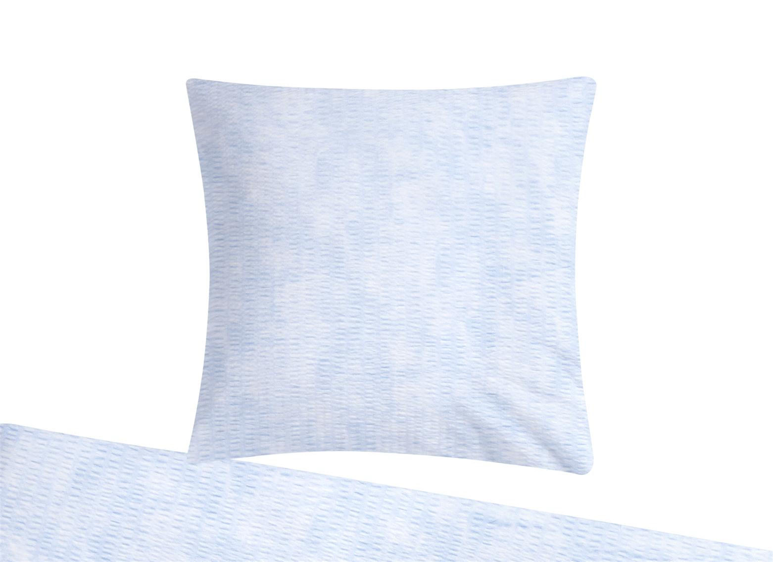 SEERSUCKER-BETTWÄSCHE 135x200 Sommer Bettbezug Bügelfrei aus 100% Baumwolle, Bettbezüge Wolken Muster Blau - Blau, Textil (135/200cm) - Carpe Sonno