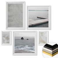 WANDBILDER 5er-Set - 50x50 cm & 20x30 cm & 40x60 cm Weißer Rahmen - Abstraktes Design, moderne Texturen - Weiß, Kunststoff (40/60cm) - ArtPrintCave