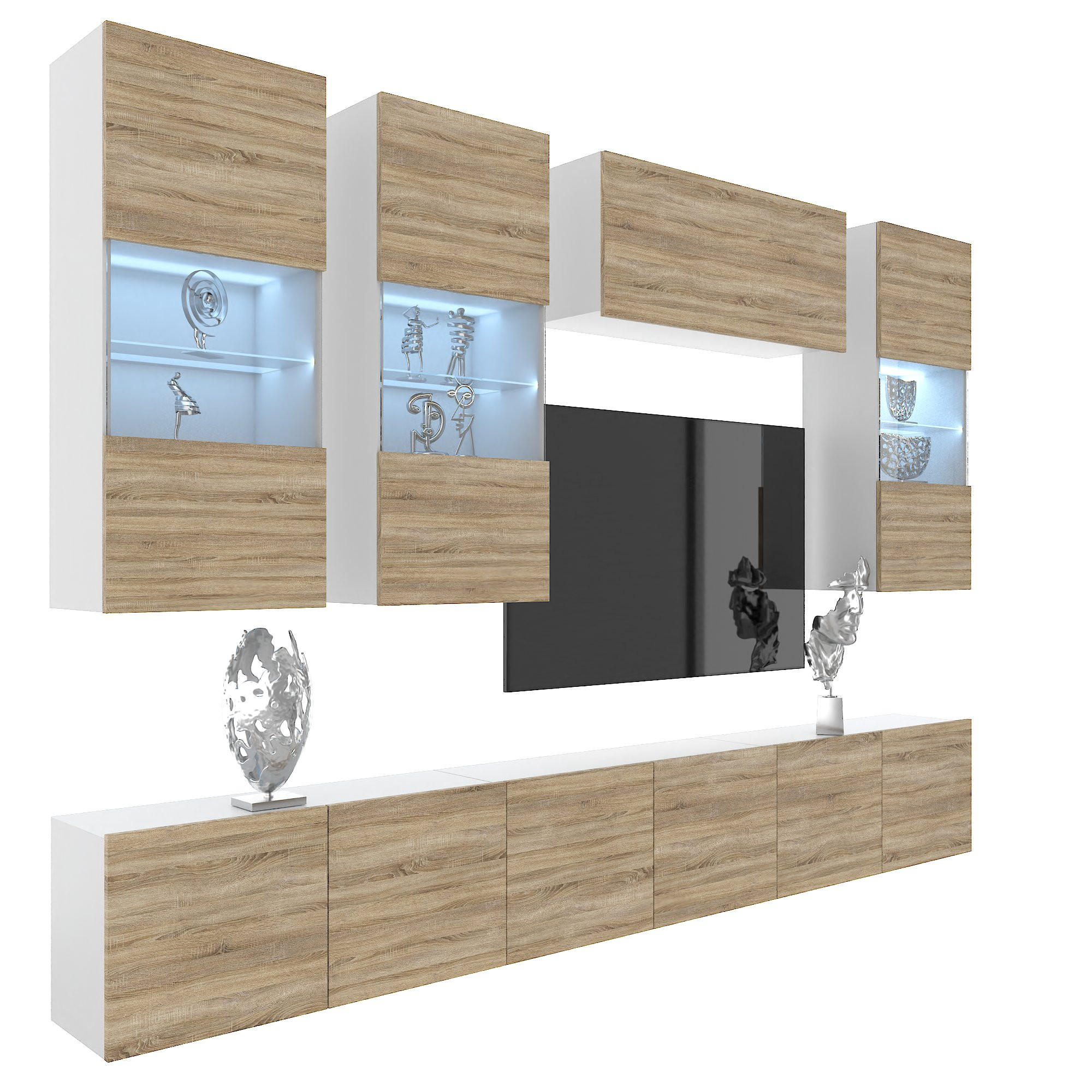 B BELINI GROUP OBÝVACÍ STĚNA Milano 5, Dub Sonoma matný, 300 cm, Bezúchytková