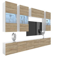 WOHNWAND Milano 5, Sonoma Eiche Matt, 300 cm, Grifflos - Sonoma Eiche, Holz (300/155/36cm) - B BELINI GROUP