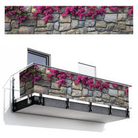 BALKON-SICHTSCHUTZ Bougainvillea - Steinmauer - Rosa - Magenta, Kunststoff (500/110cm) - MuchoWow