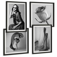BILDER SET 4er Set - 50x50 cm & 40x60 cm Schwarzer Rahmen - Stilvolle Porträts eleganter Frauen - Schwarz, Kunststoff (50/50cm) - TULUP