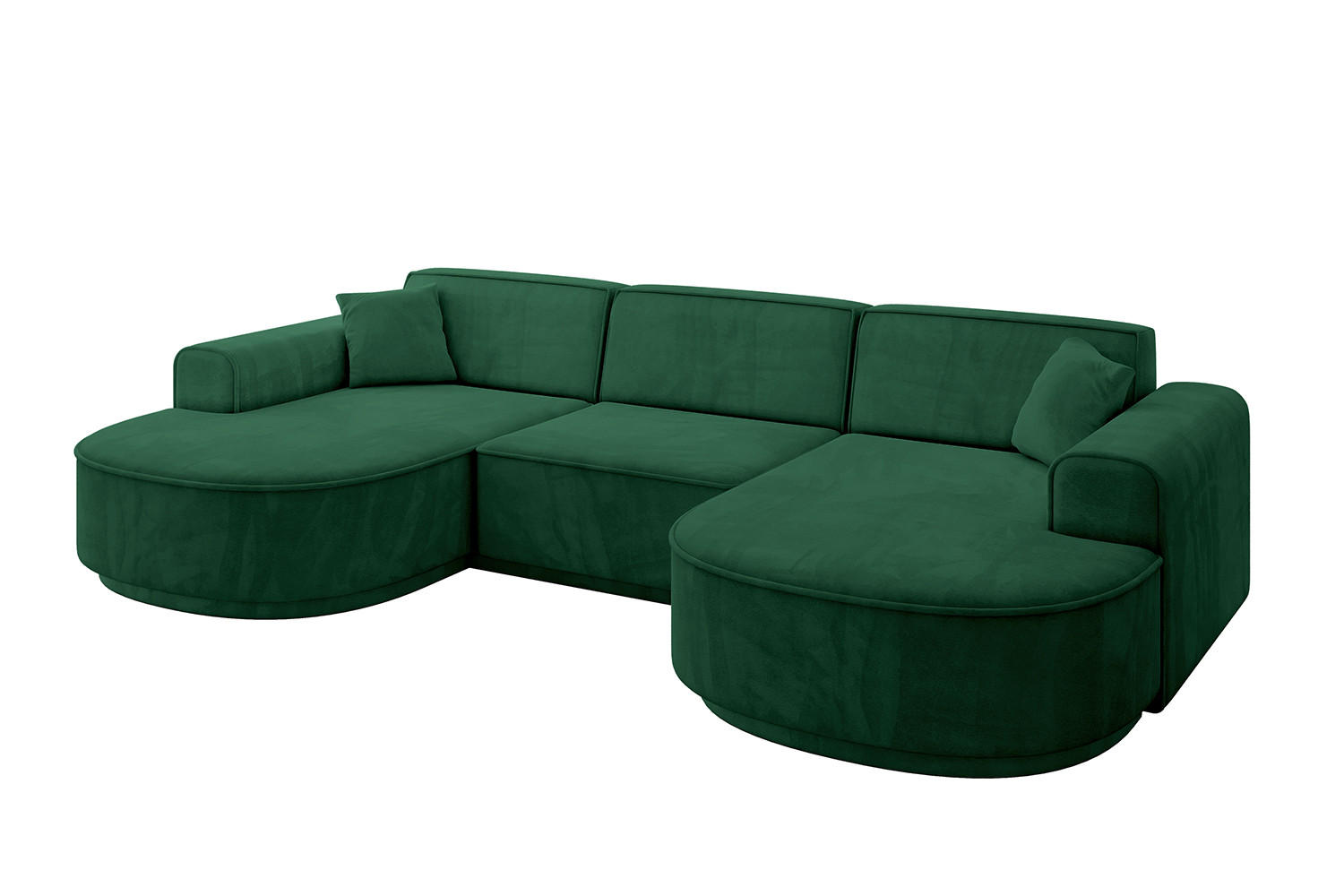 WOHNLANDSCHAFT MARI-U1-v3 - 303x171x83 cm Dunkelgrün Velours - Dunkelgrün/Schwarz, Holzwerkstoff/Kunststoff (303/83/171cm) - ALTDECOR