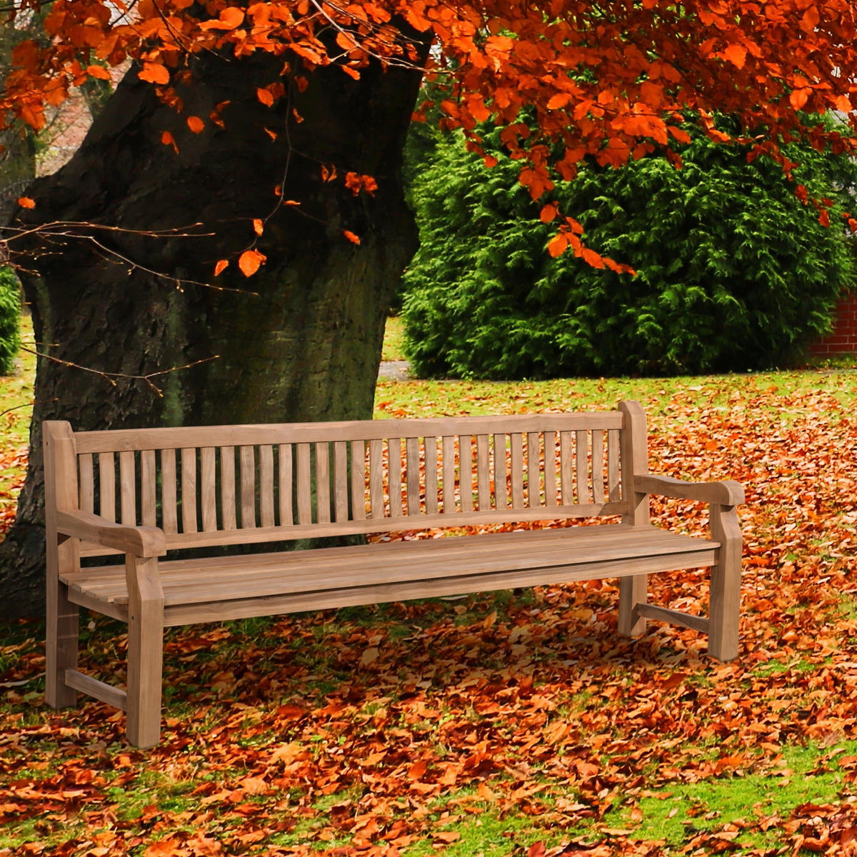 GARTENBANK Teakbank Degad Holz Teak Holzbank 240cm - Teakfarben, Holz (240/93/61cm) - DELUKE