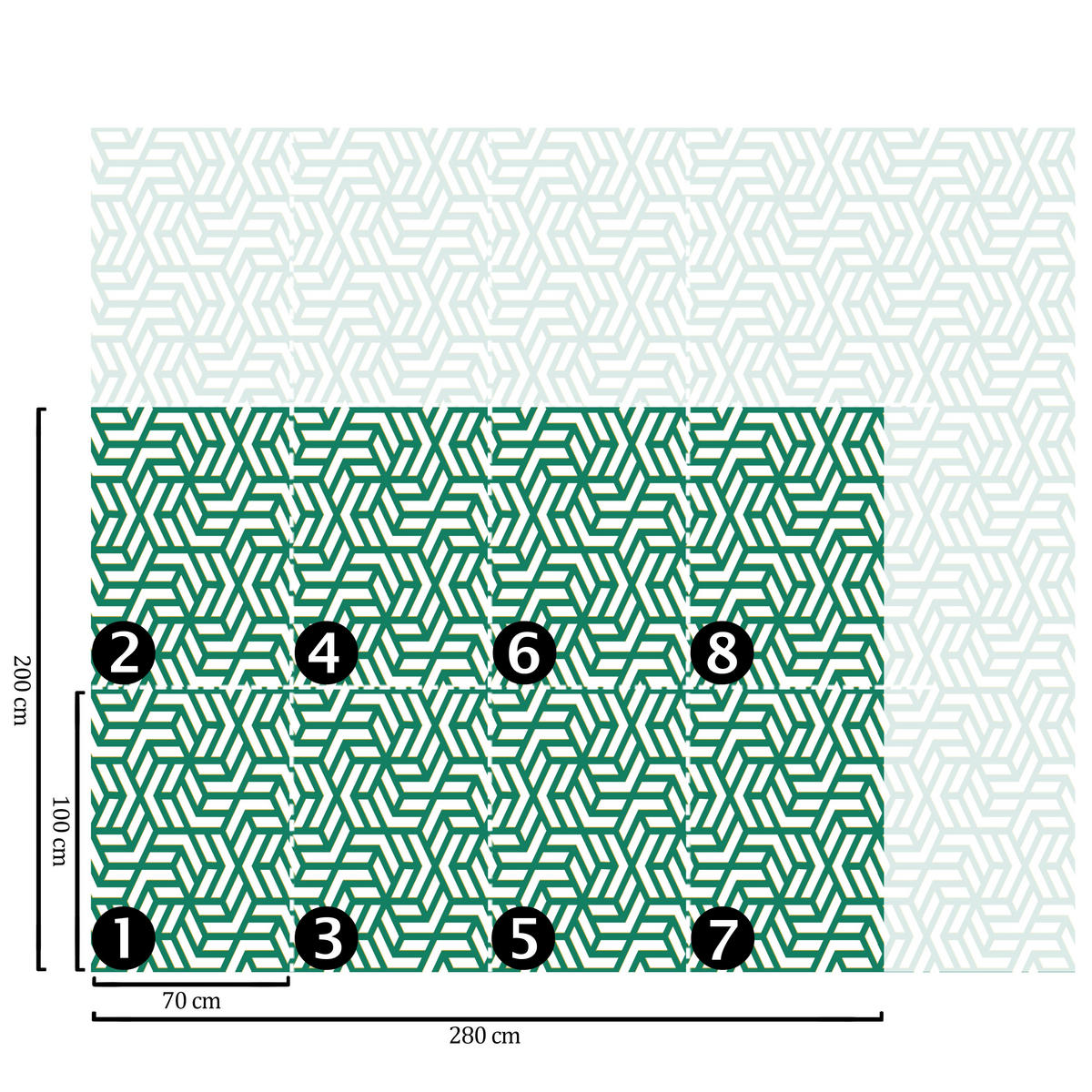 TAPETE Geometrisch aus echtem Papier, 200x280cm, 8 Bögen - Grün, Papier (200/280cm) - WALLPAPERS4BEGINNERS
