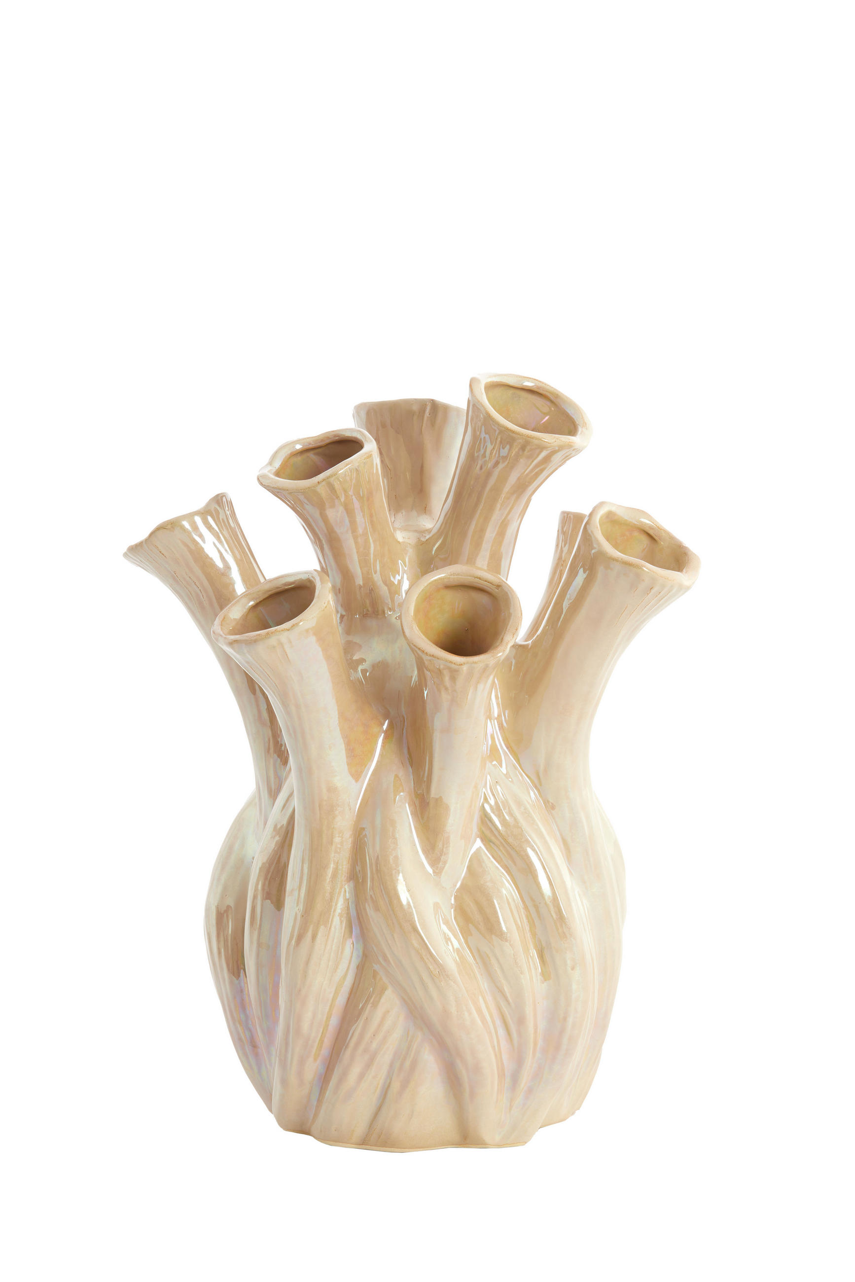 VAZE Lyset Braun 20/20/24.5 cm - Braun, Keramik (24.5cm) - Light & Living