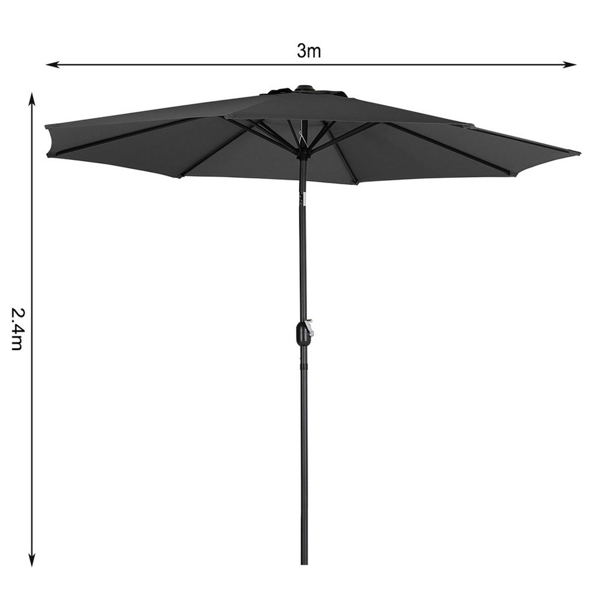 SONNENCHIRM aus Polyester Metall und befüllbarer Kunststoff-Sockel 360° drehbar neigbar 60° 3 x 2.4m Ø44,5 × 28 cm - Schwarz, Metall (300/240cm) - Livingandhome