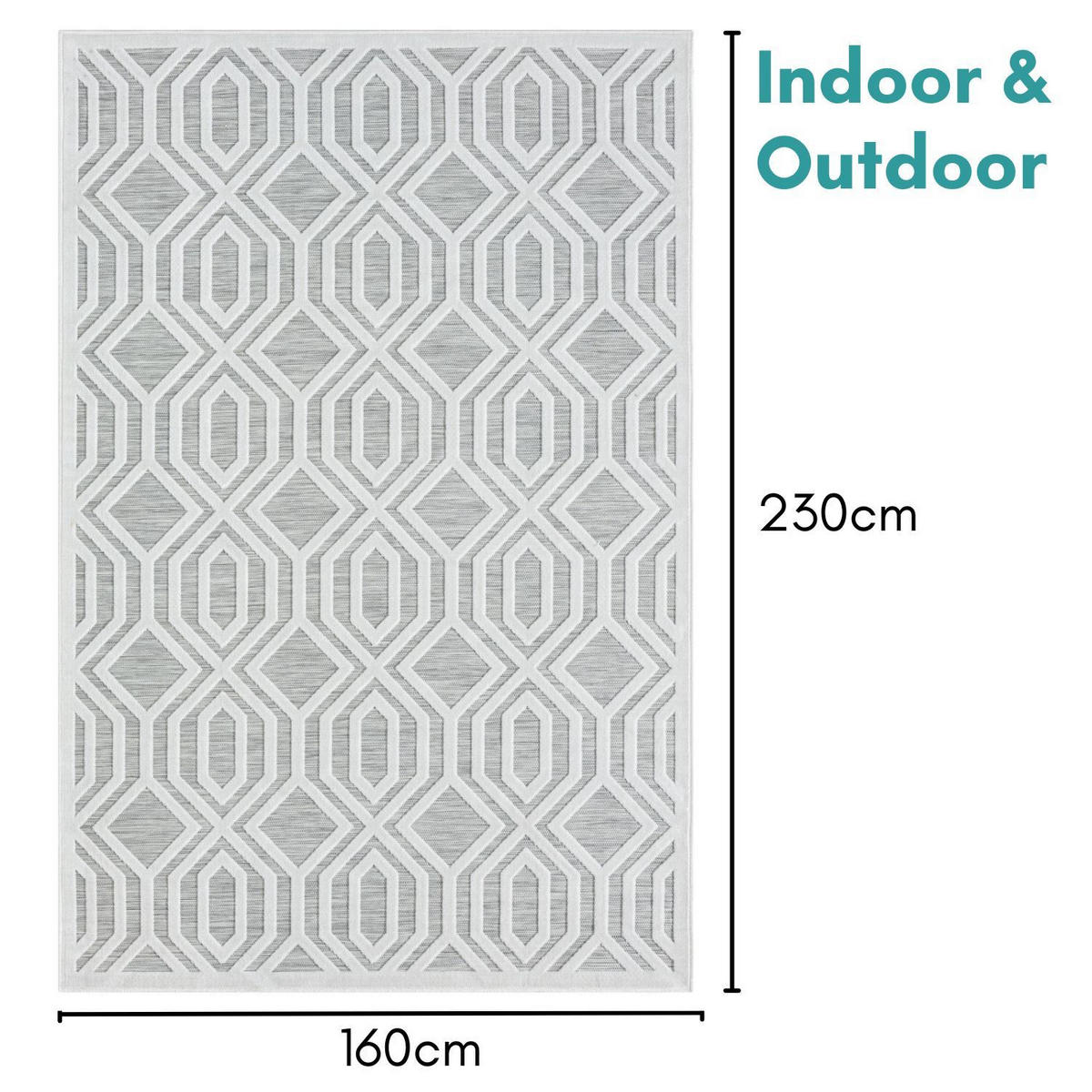 OUTDOORTEPPICH Fantasia Hellgrau,Silberfarben,Creme 160/230 cm - Hellgrau, Textil (160/230cm) - My-Rug