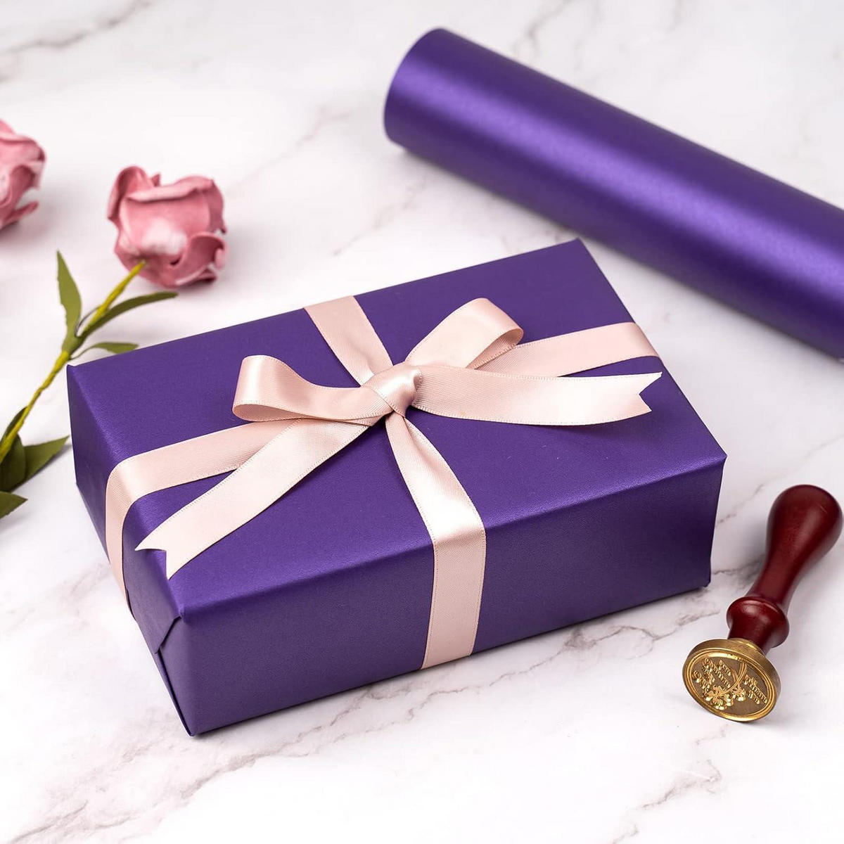 GESCHENKPAPIER Violett Matt Perlig 43,2 cm x 10 m - Lila, Papier (43.2/0.1/1000cm)
