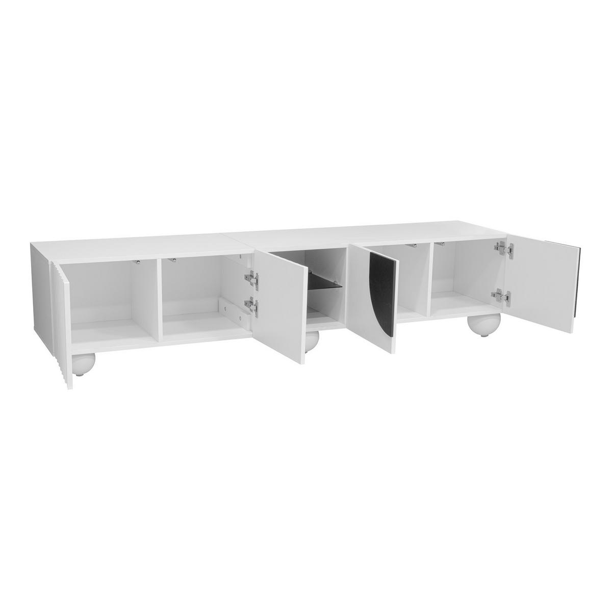 TV-SCHRANK aus MDF und Holzwerkstoff 180x40x41,5 cm Weiß mit Push-to-Open, offenem Mittelfach und Stauraum - Weiß, Holzwerkstoff (180/41.5/40cm) - Modfu