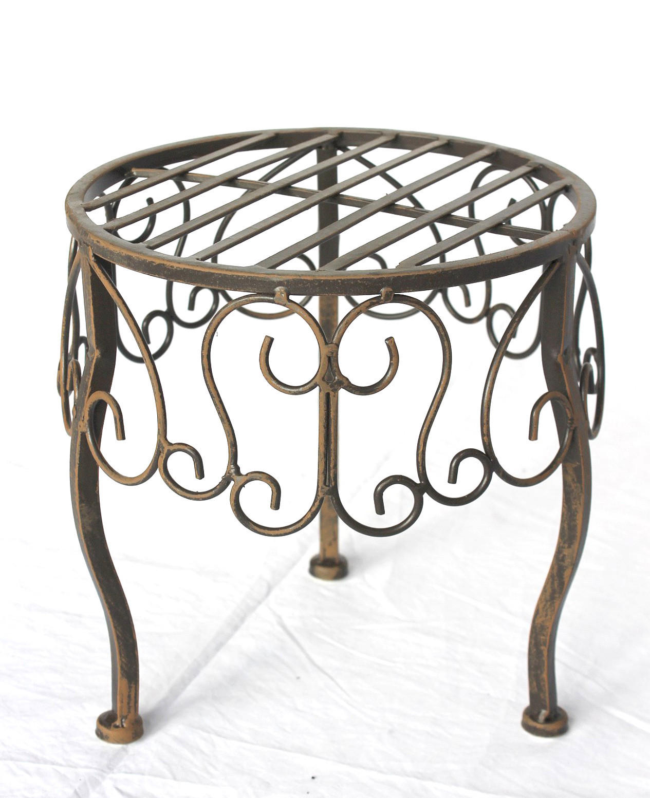 BLUMENHOCKER Rund Metall Braun 30 cm 140129 M - Braun, Metall (27/30/27cm) - DanDiBo