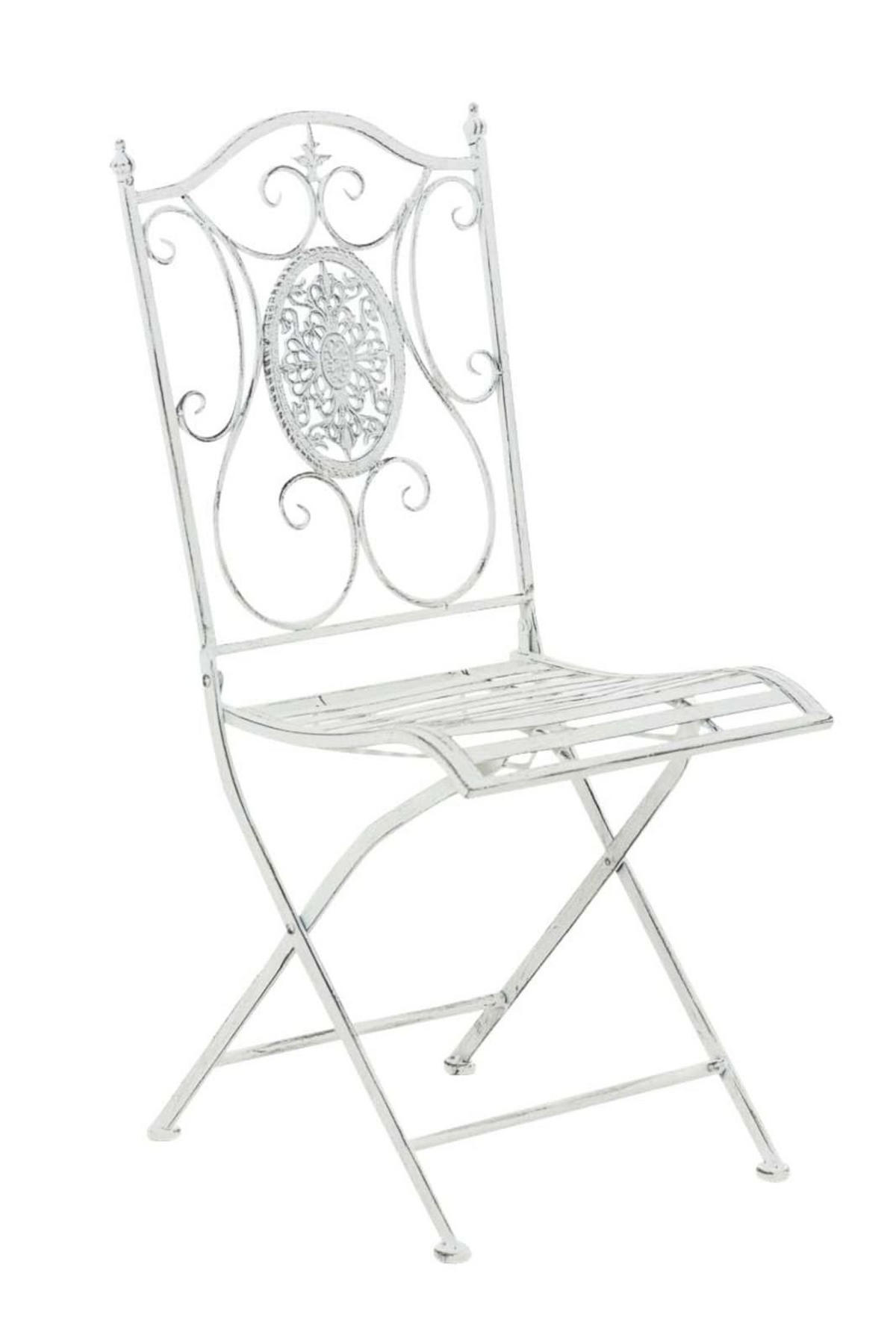 GARTENKLAPPSTUHL 2er Set Metall Antik Weiß - Weiß, Metall (42/91/49cm) - CLP