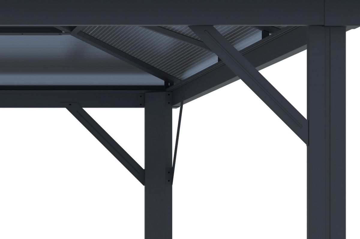 PAVILLON Grace Anthrazitgrau 4m x 3m - Grau, Metall (395/251/300cm) - Cazeboo