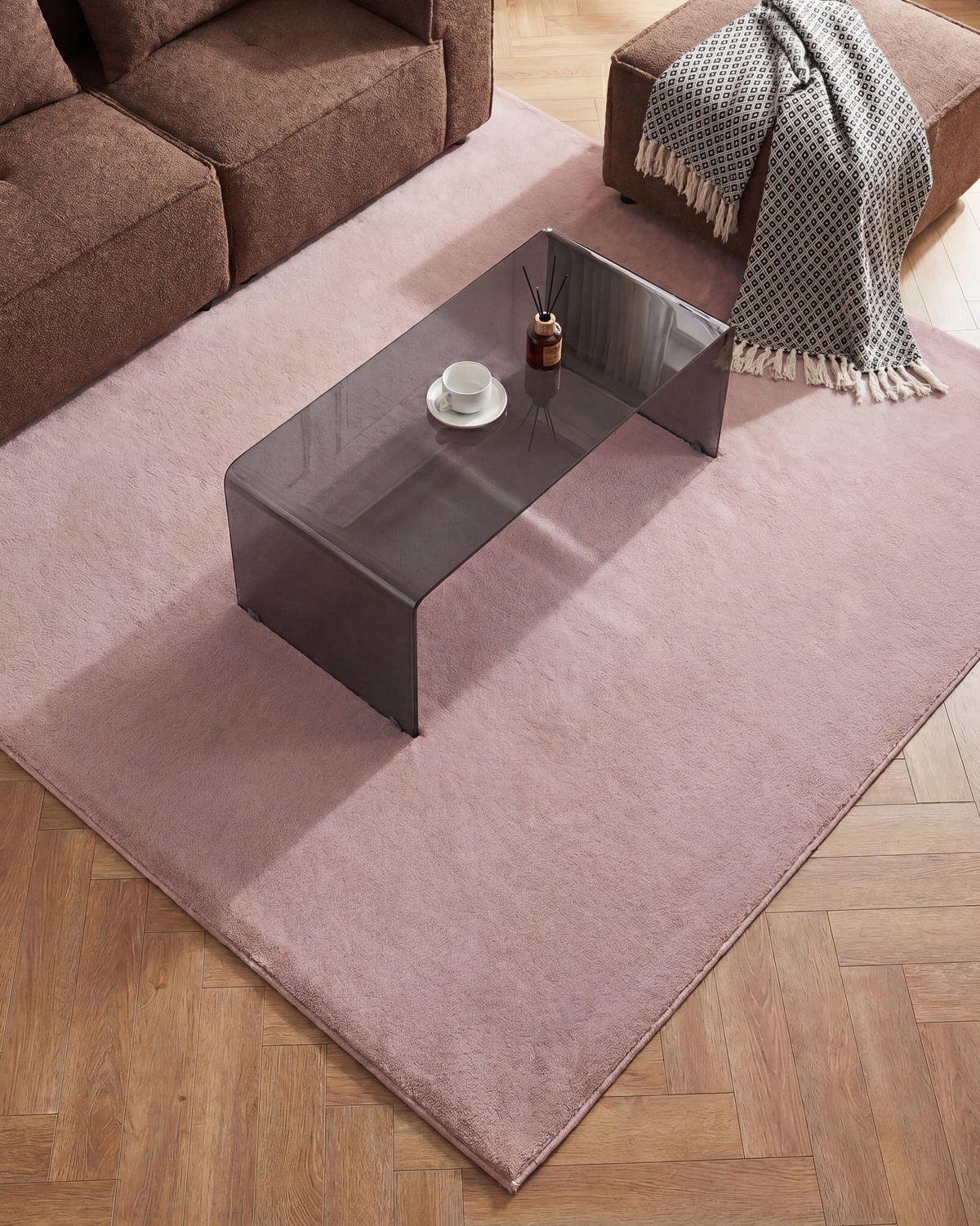 TEPPICH Hellviolett 160/160 cm Vantira - Violett, Kunststoff (160/160cm) - Beliani