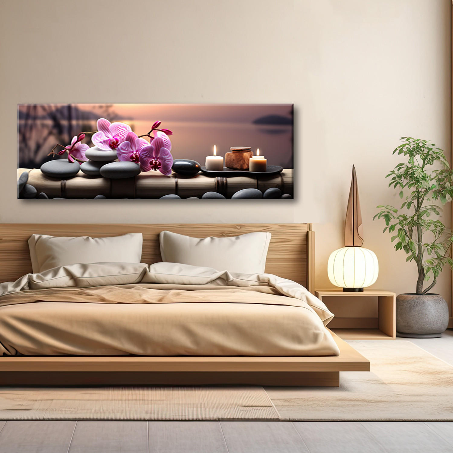 WANDBILD rosa zen orchideen - Pink, Textil (90/30cm) - Feeby