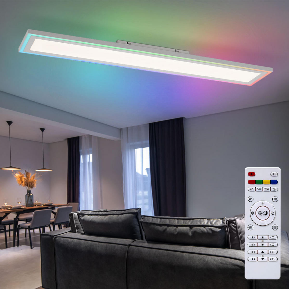 LED DECKENLEUCHTE Weiß mit Fernbedienung - Weiß, Metall (100/18/5.2cm)