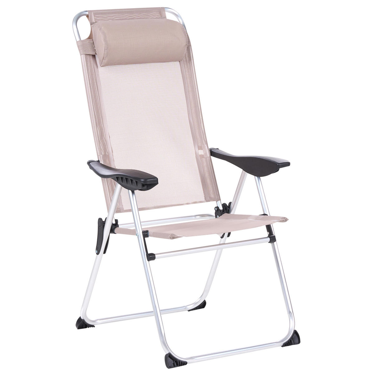 GARTENSTUHL 2er-Set klappbar Metall Beige Asine - Beige, Metall (52/108/59cm) - Beliani