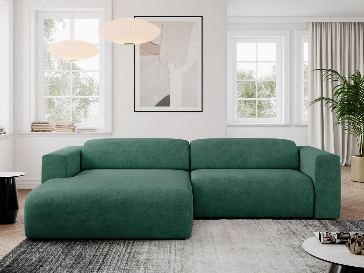 ECKSOFA PASADENA Grün Struktur - Links Seite - Schwarz/Grün, Kunststoff/Textil (288/180cm) - MKS