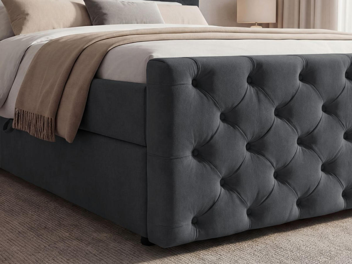 BOXBETT Montego 140x200 Dunkelgrau - Dunkelgrau, Holz/Textil (140/200cm) - Graingold