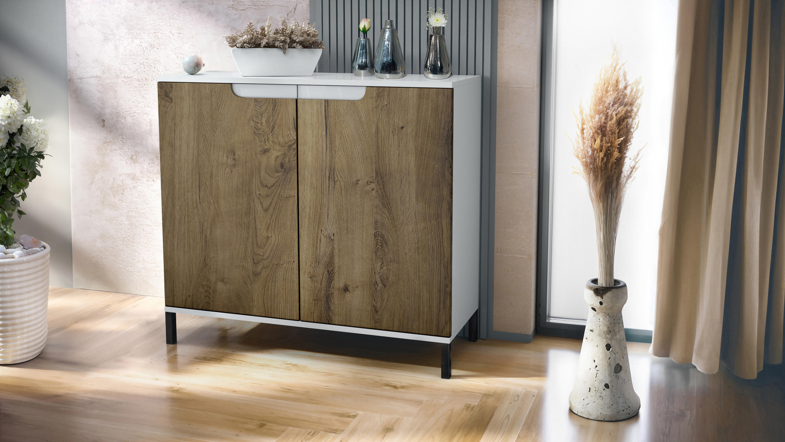 KOMMODE Sylt Eiche Ribbeck - Alteiche, Holzwerkstoff (92.5/83.5/35cm) - Vladon