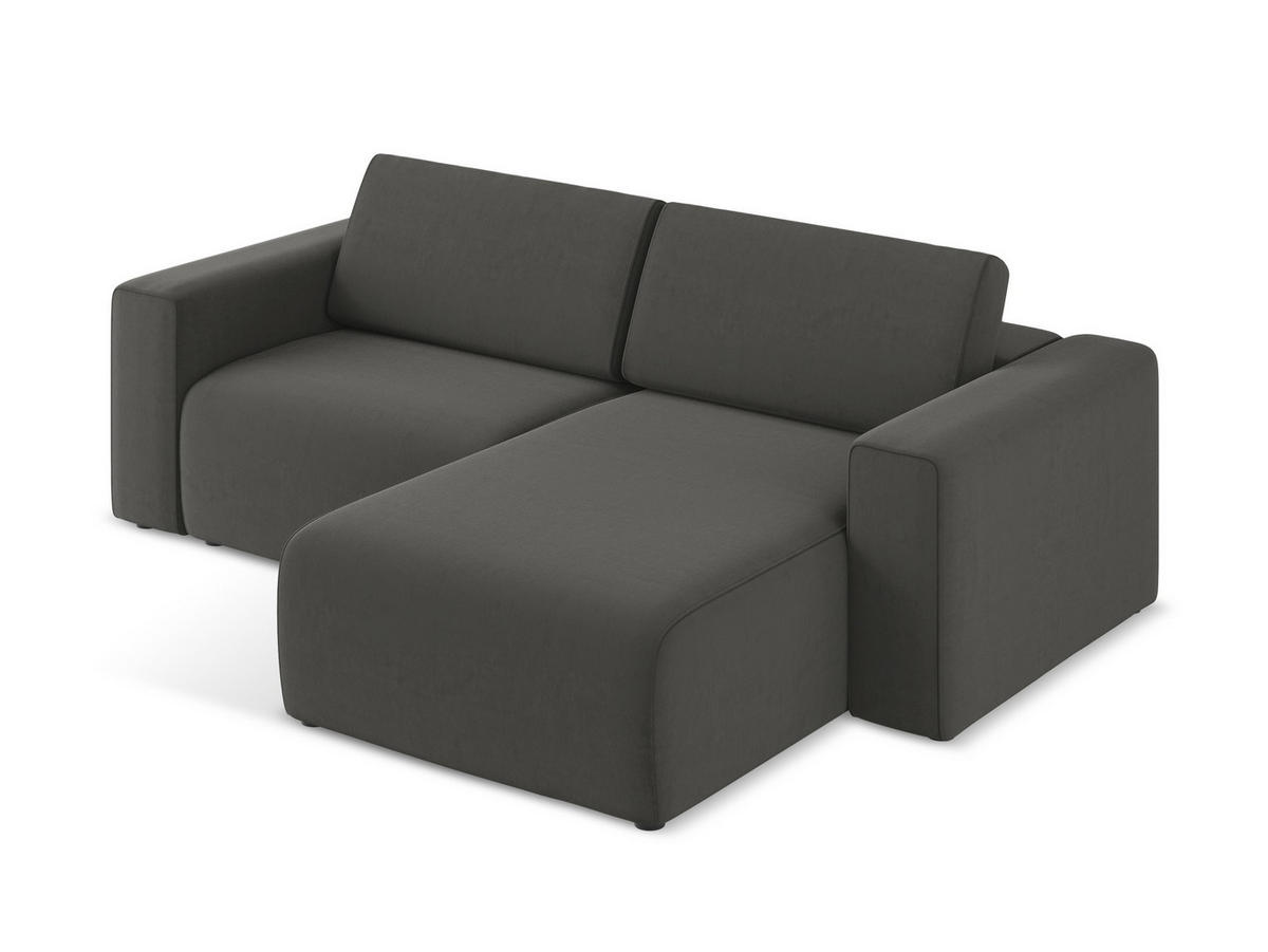 ECKSOFA Rechts Samt Stoff Grau - Dunkelgrau/Schwarz, Kunststoff/Textil (224/167cm) - Makamii