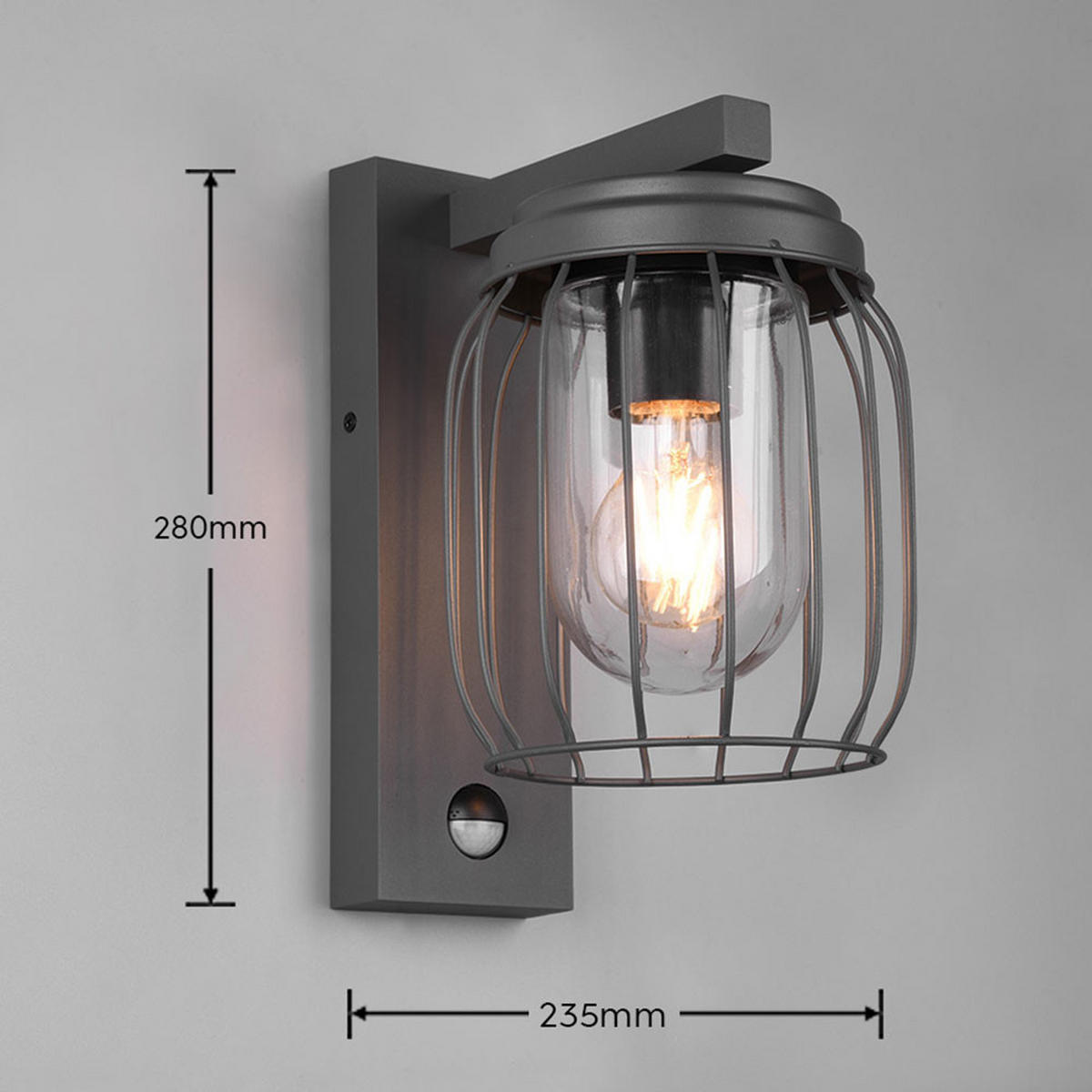 LED AUSSEN-WANDLEUCHTE Anthrazit Gitteroptik - Anthrazit, Glas (16.5/28/23.5cm)