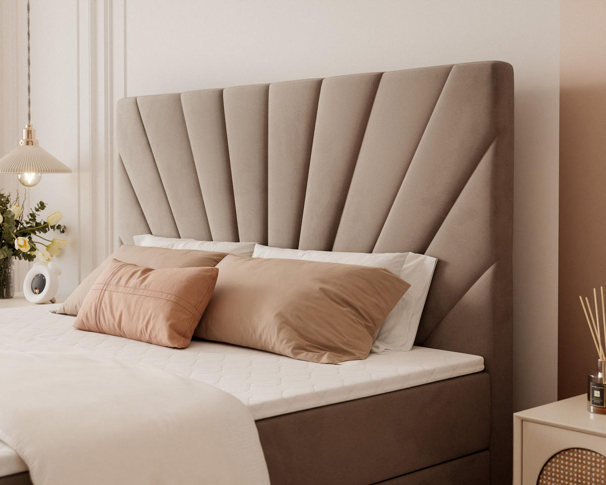 BOXBETT 160x200 cm mit Topper - Braun, Holzwerkstoff/Textil (140/200cm) - Idohome
