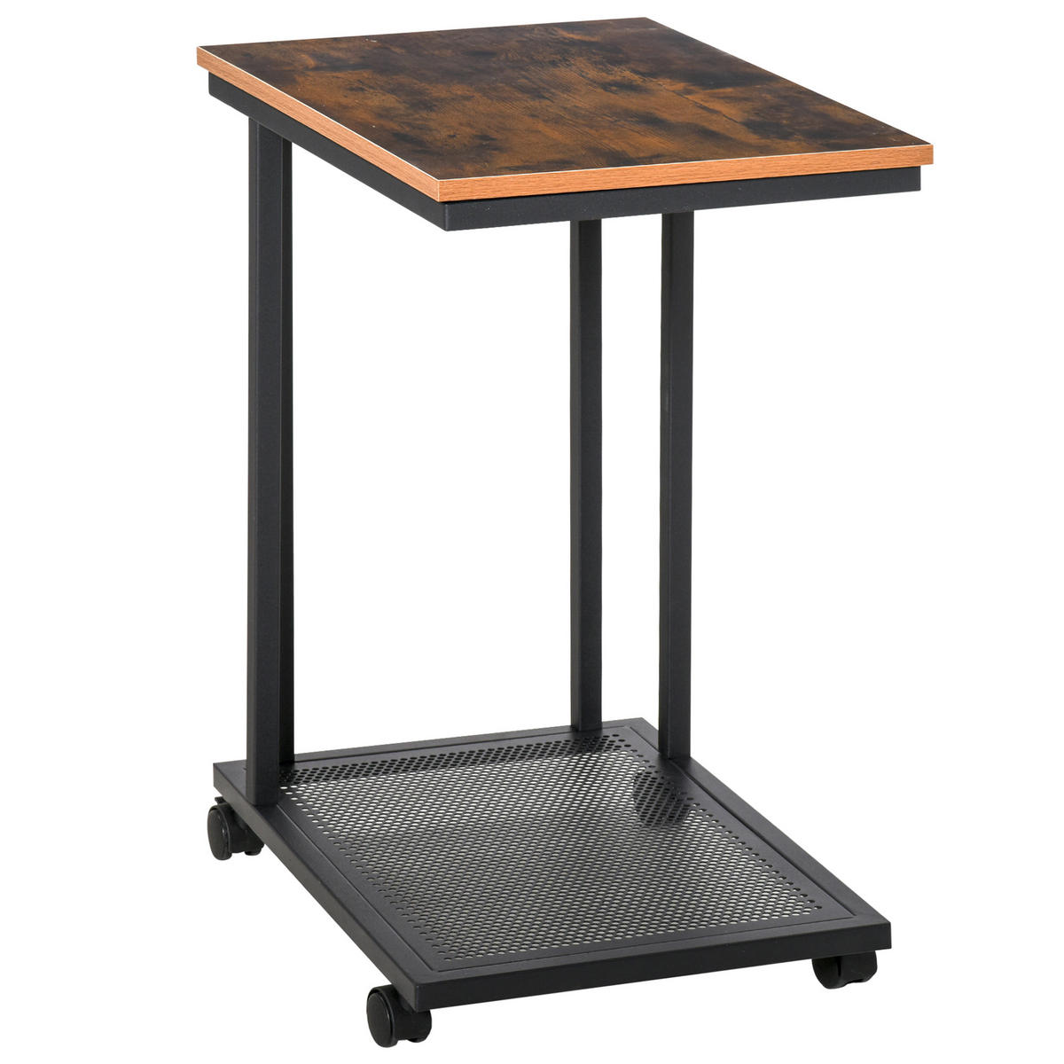 BEISTELLTISCH DE-08755 auf Rollen mit Ablagefläche Schwarz - Schwarz, Metall (51/36/65cm) - ComfortXL