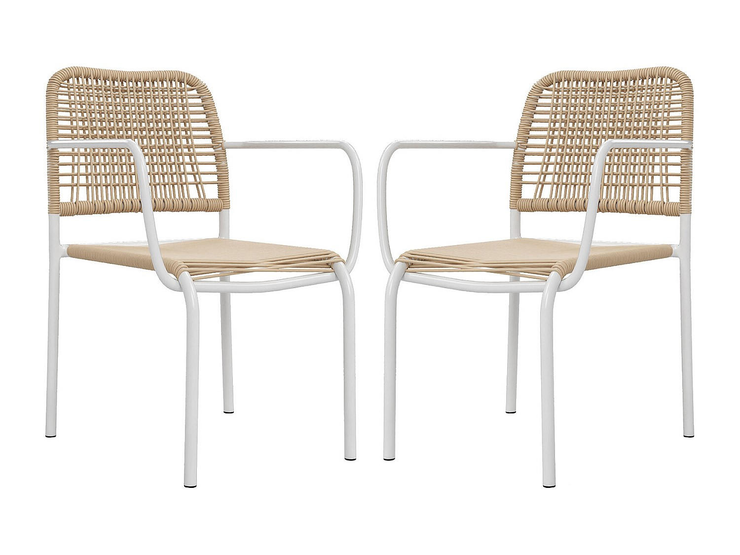 2-TEILIGES Gartenstuhl-Set - 53 x 59,5 cm - metall - beige - Niou - Beige, Metall (53/80/59.5cm) - Vente-Unique