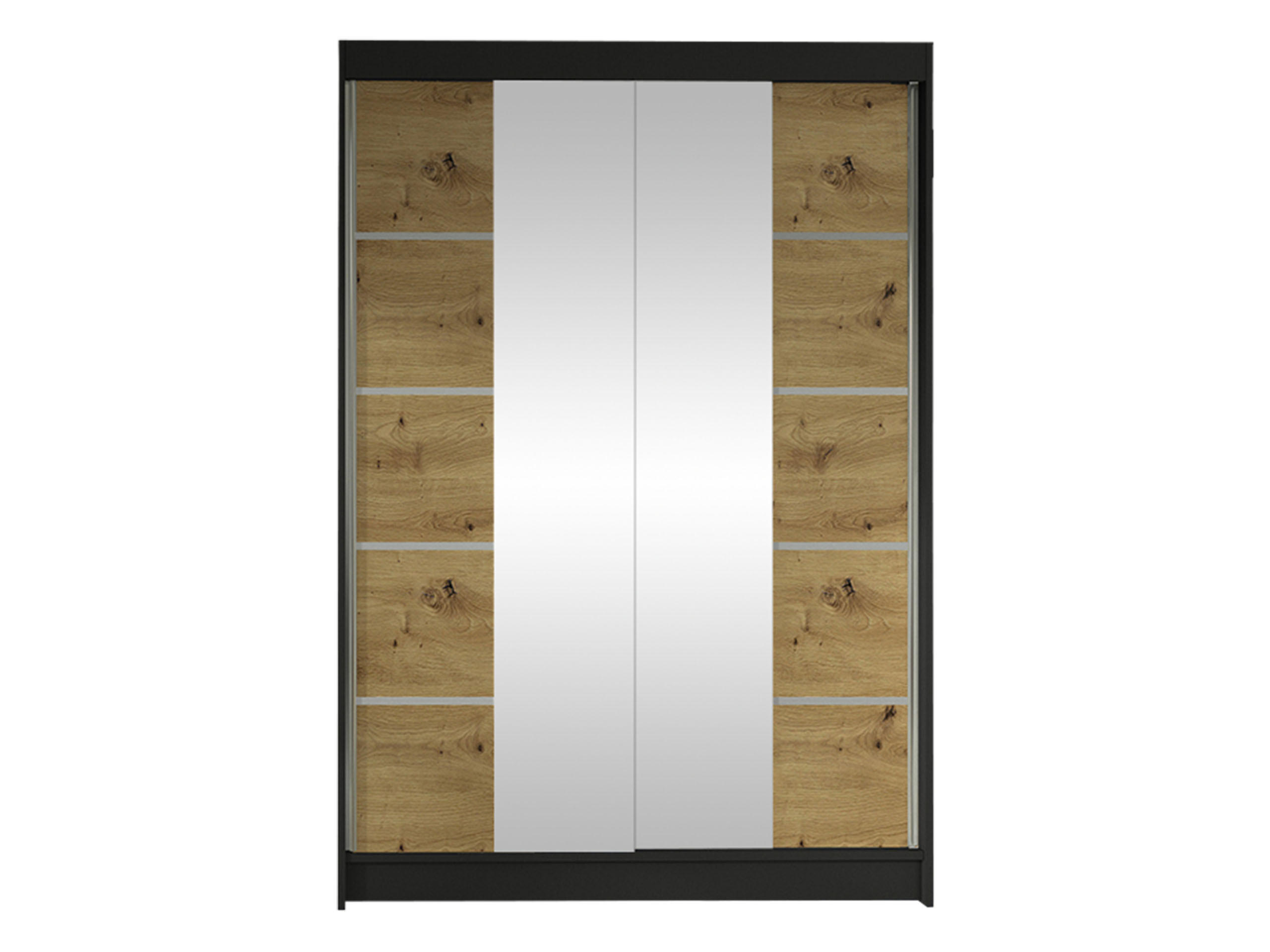 SCHWEBETÜRENSCHRANK Lino V - Schwarz/Eiche Artisan, Holzwerkstoff/Metall (120/200/58cm) - MIRJAN24