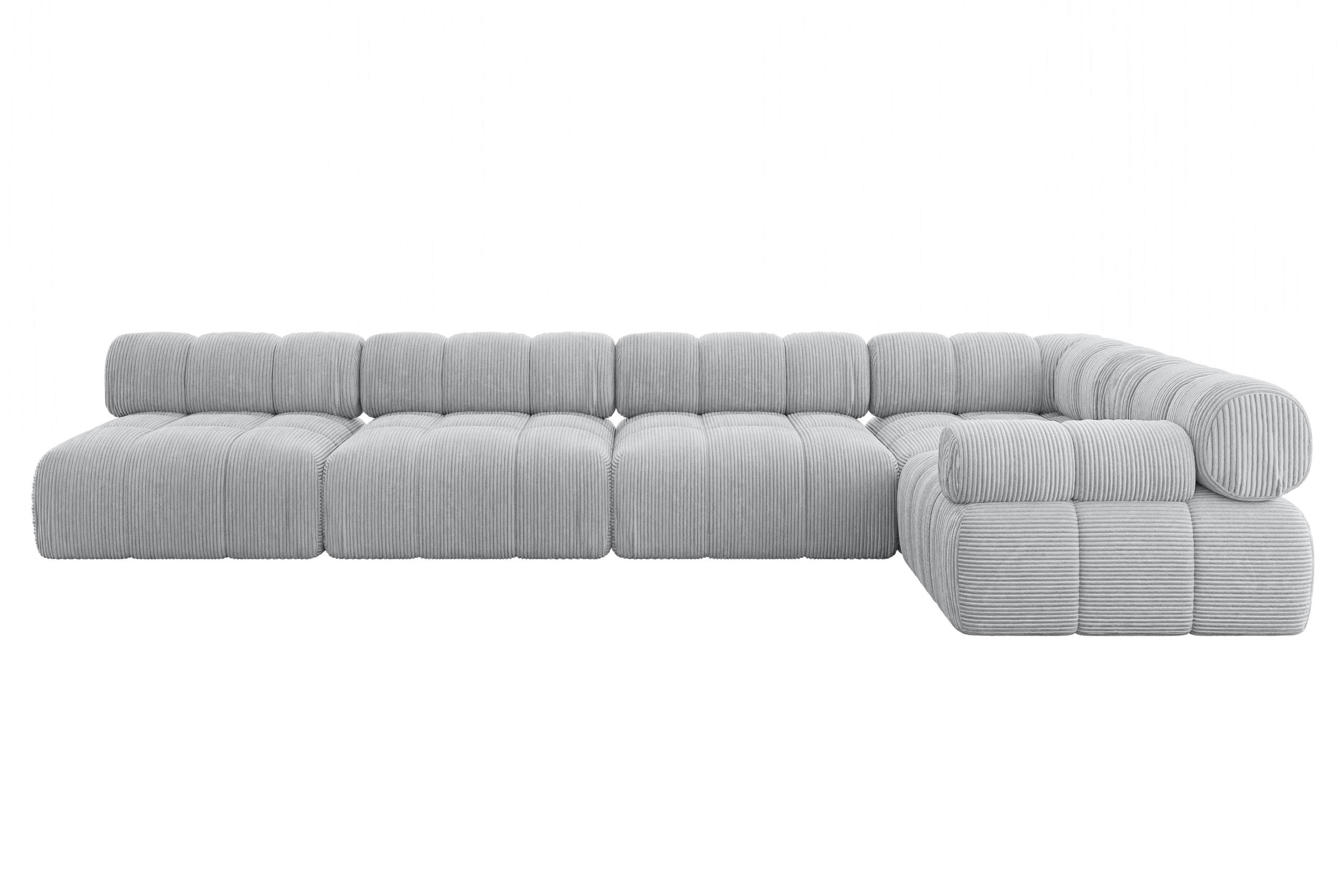 ECKSOFA modulares Sofa Mende-L3 - 380x190x70 cm Grau Cord - Grau, Holzwerkstoff/Textil (380/190cm) - ALTDECOR
