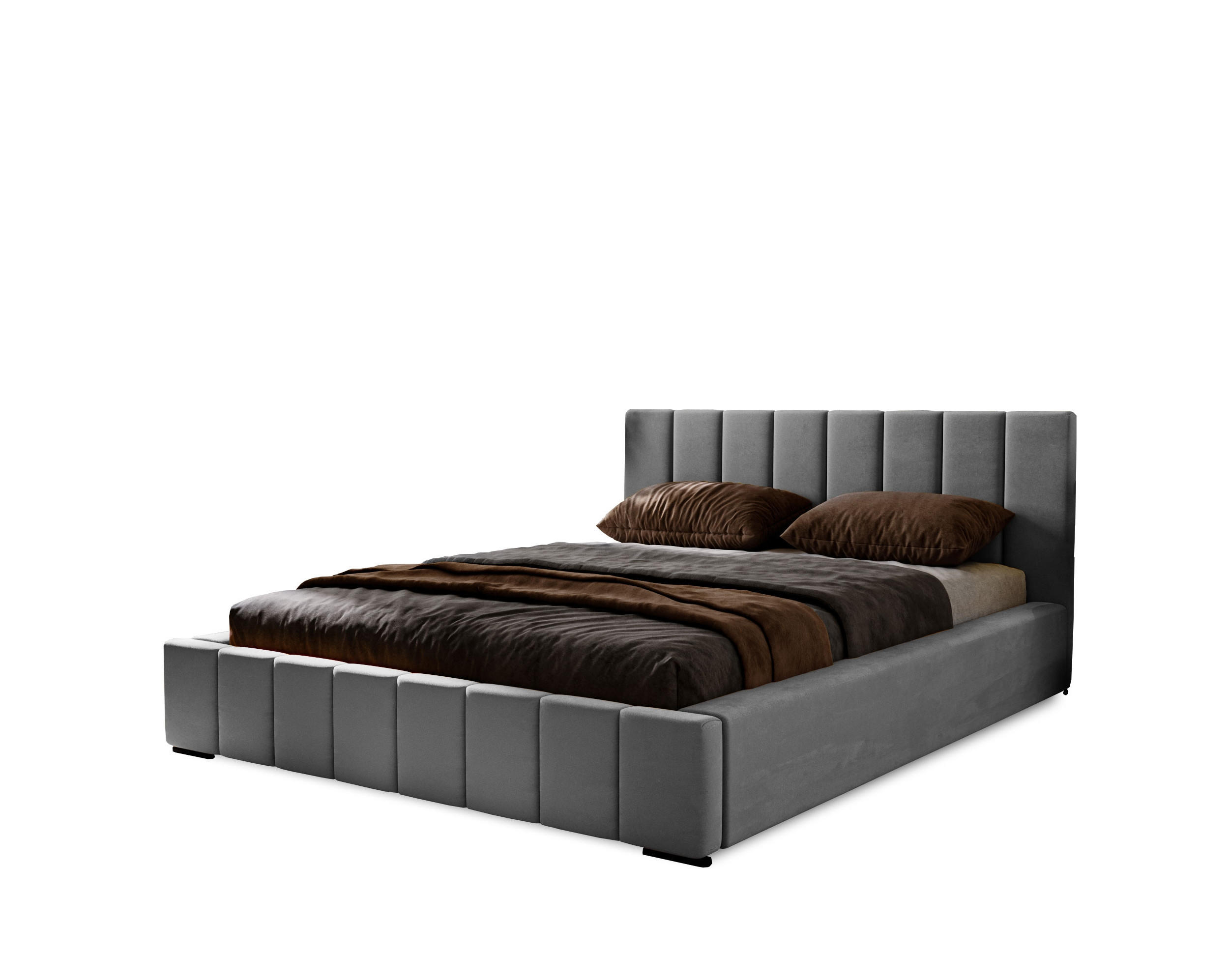 POLSTERBETT Nero 160x200 cm, Doppelbett mit Bettkasten und Lattenrost aus Holz, Velourstoff: Grau - Grau, Holz/Textil (160/200cm) - Marpur
