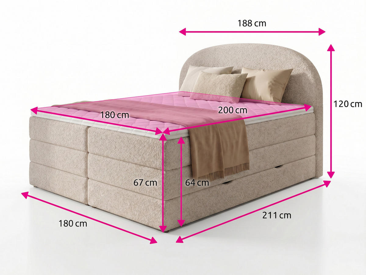 BOXSPRINGBETT Cloud Max - 180x200 -schwarz (Coral 60) - Schwarz, Holz/Holzwerkstoff (180/200cm) - Sofnet