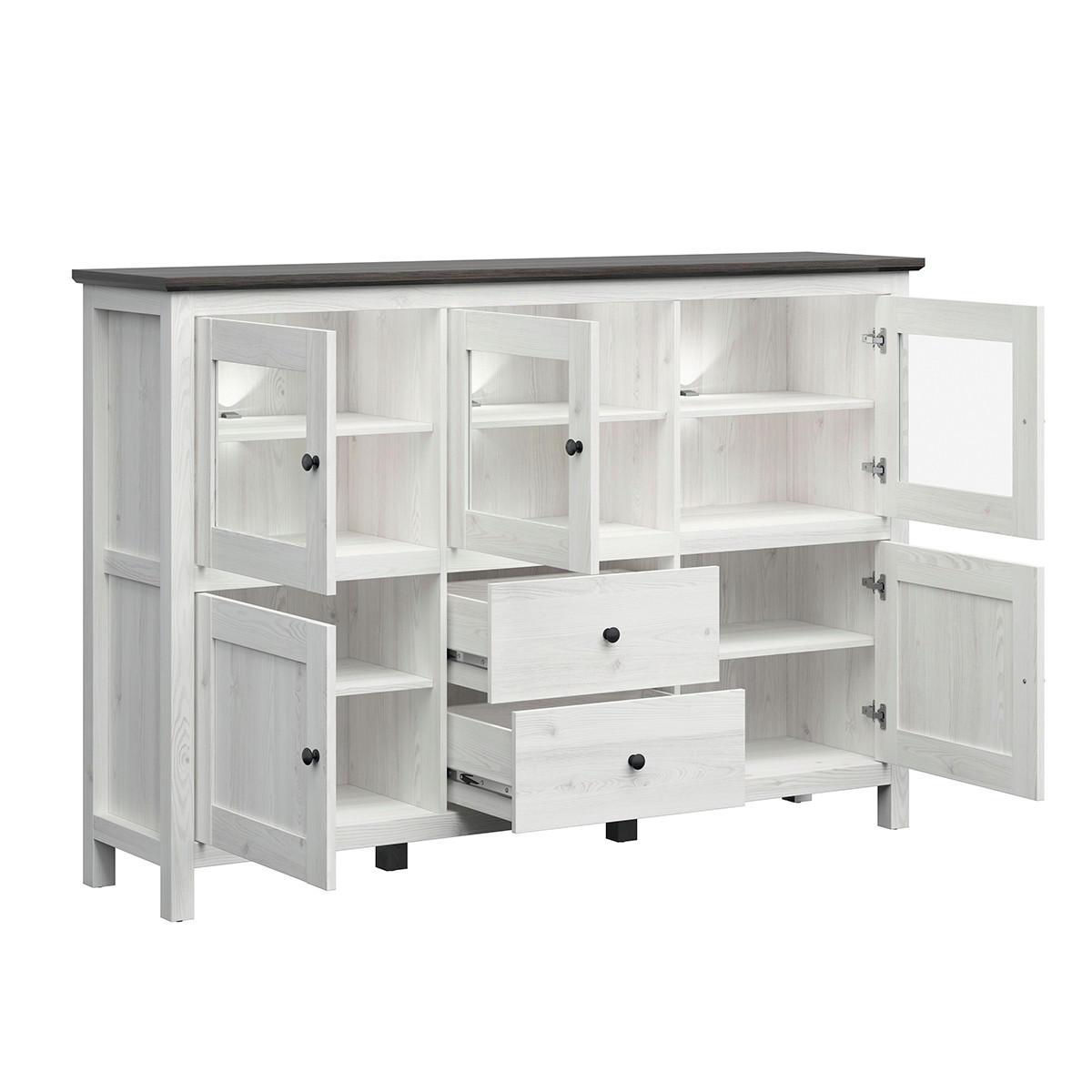 SIDEBOARD Duck Patiniertes Weiß und dunkles Holz - Weiß, Holzwerkstoff (186/126/44cm) - Petits-meubles