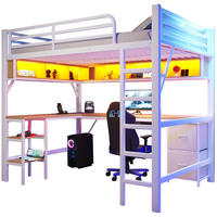 HOCHBETT 140/200 cm in Weiß – mit Schreibtisch, Stauraum und Rausfallschutz - Weiß, Holzwerkstoff (140/200cm) - BEAOK