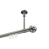 INNENLAUF-GARDINENSTANGEN-SET Sonette Luino 280 cm (geteilt in 2 x 140 cm), 1-läufig, 20 mm Ø Edelstahl-Optik - Edelstahlfarben, Metall (280cm) - INTERDECO