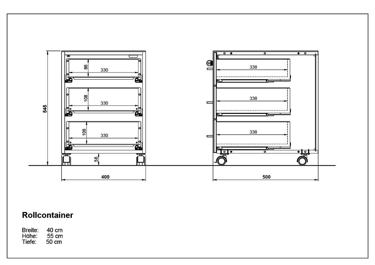 SCHREIBTISCH-SET MUENCHEN 160x80 cm | Glasplatte & Container | Chalet-Eiche-Nb./Weiß - Weiß, Glas/Metall (80/160/75cm) - KADIMA DESIGN