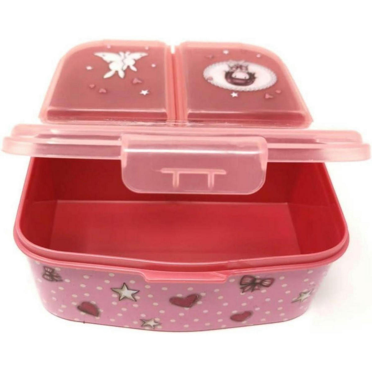 BROTDOSE mit Fächern Kunststoff BPA frei - Rosa, Kunststoff (14/7/18cm)