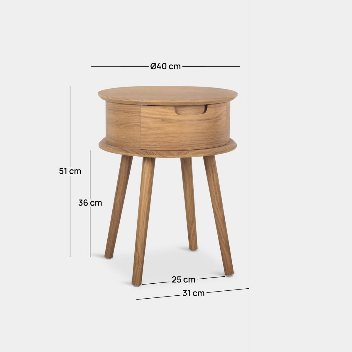 NACHTTISCH MIT 1 SCHUBLADE Muna Natürlich 40 cm x 51 cm - Naturfarben, Holzwerkstoff (40/51/40cm) - Klast Home