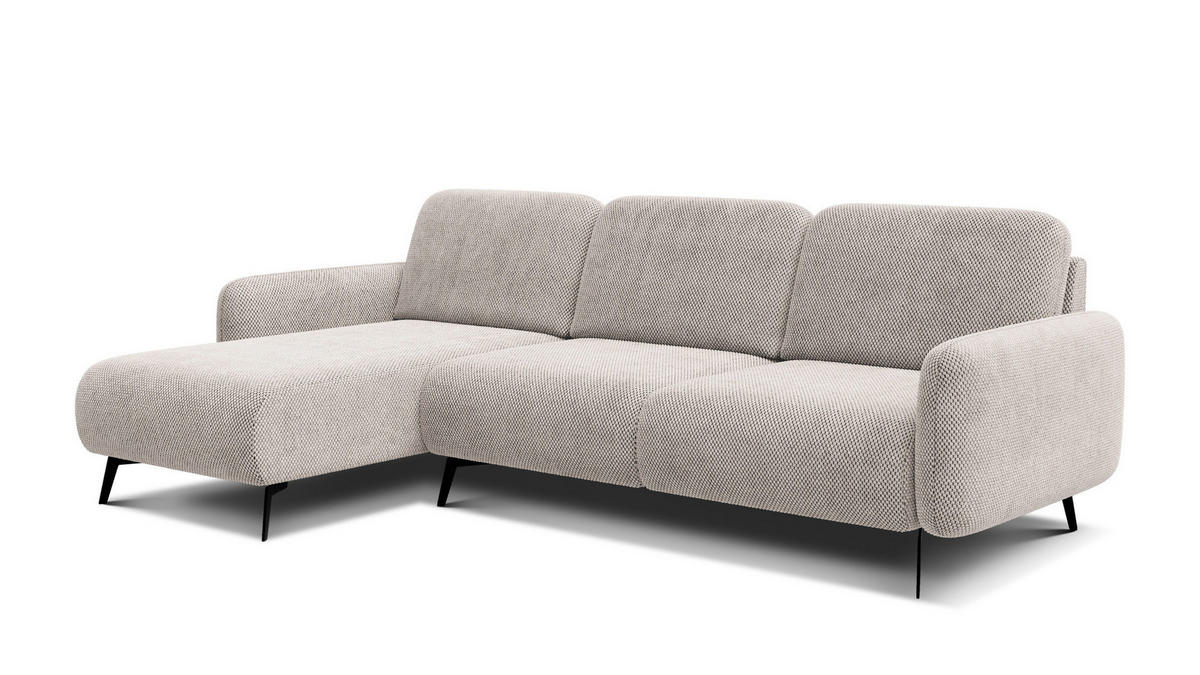ECKSOFA FEBE 4-Sitzer links, beige - Beige/Schwarz, Holz/Textil (264/157cm) - Courtois Laville