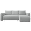ECKSOFA DORA L, Eckcouch in L-Form mit Schlaffunktion und Bettkasten, Farbe: Grau, Bouclé-Stoff, Ottomane Rechts - Grau, Textil (240/143cm) - Storez24