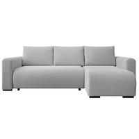 ECKSOFA DORA L, Eckcouch in L-Form mit Schlaffunktion und Bettkasten, Farbe: Grau, Bouclé-Stoff, Ottomane Rechts - Grau, Textil (240/143cm) - Storez24