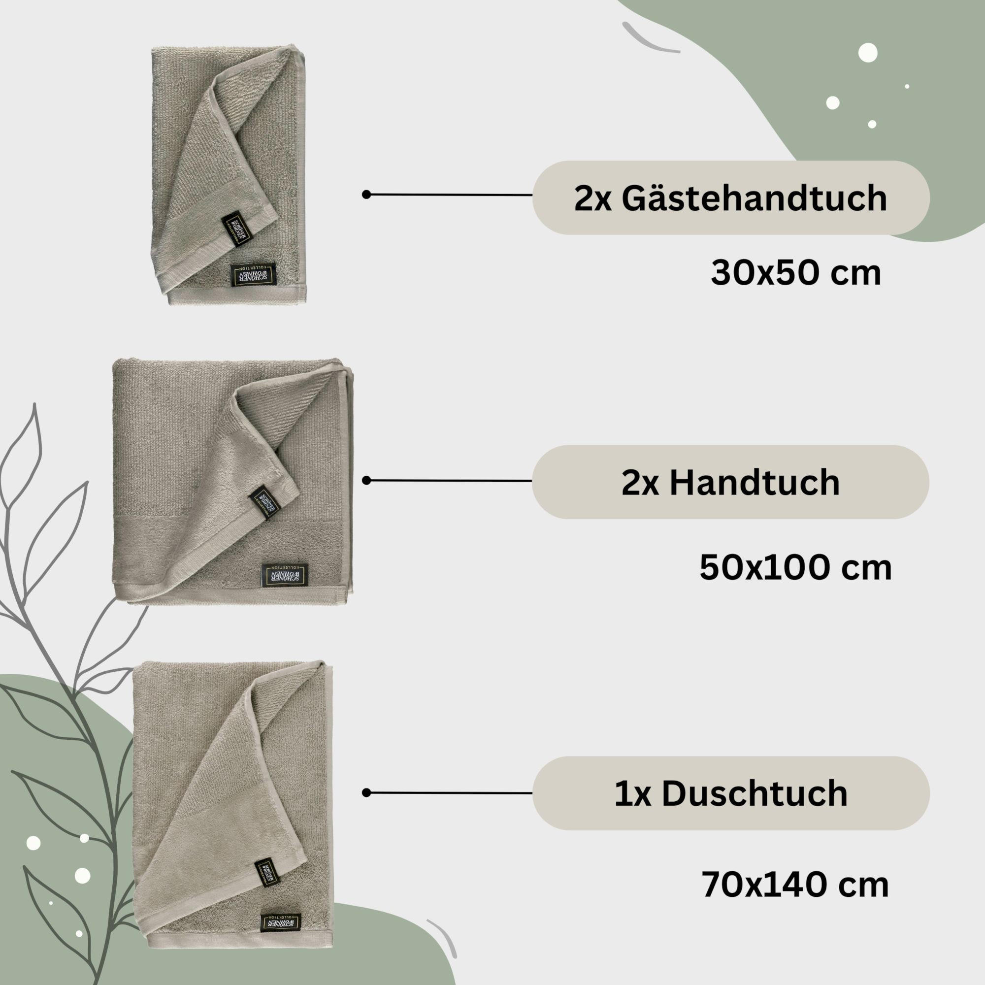 HANDTUCH SET SENSE 5tlg. - Sandfarben, Textil (50/100cm) - Schöner Wohnen