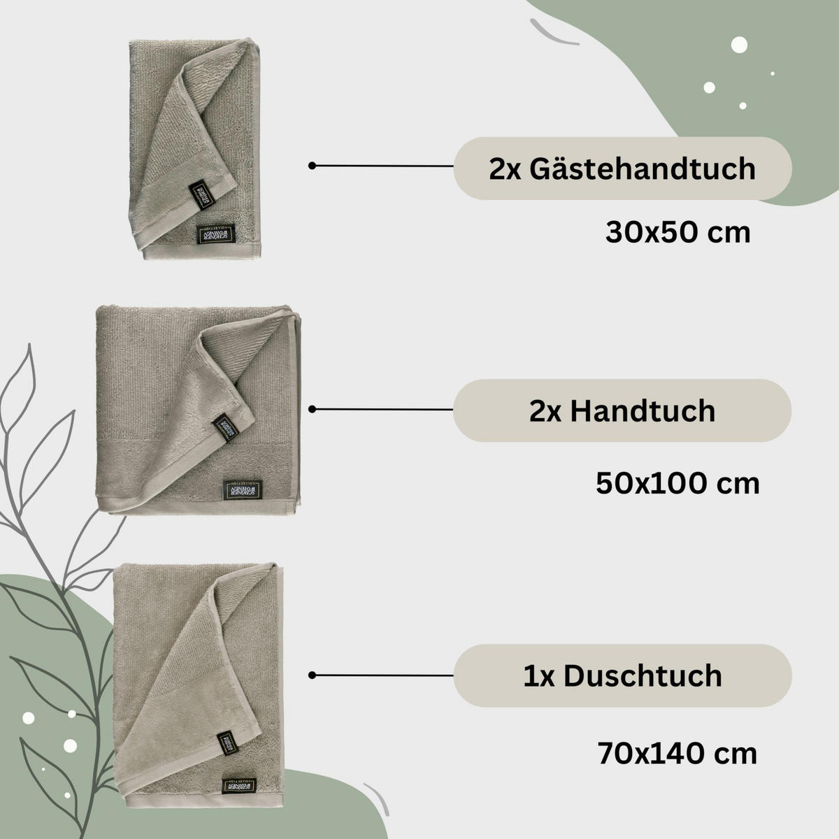 HANDTUCH SET SENSE 5tlg. - Sandfarben, Textil (50/100cm) - Schöner Wohnen
