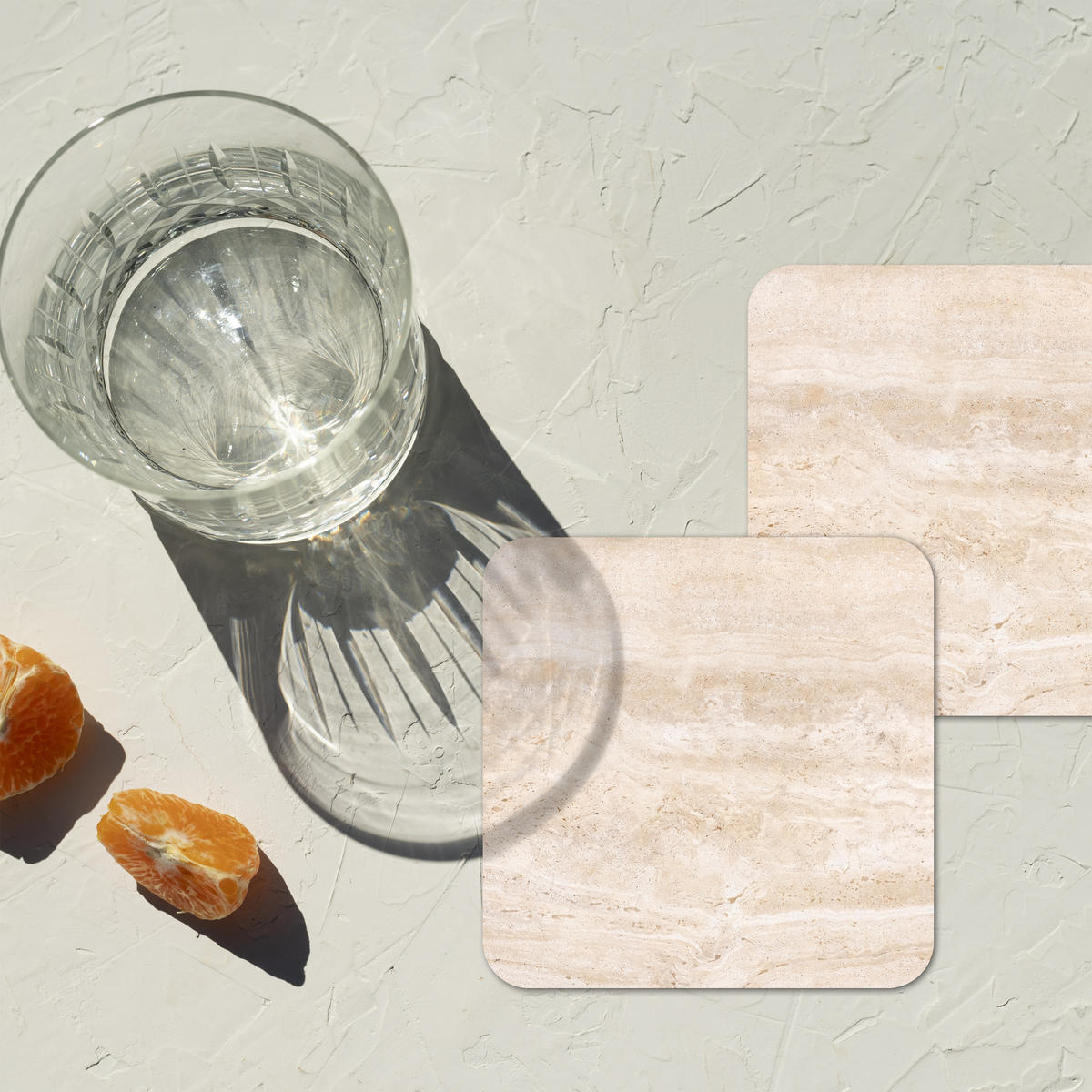 GLASUNTERSETZER 6er-Set Marmor - Steine - Sand - Textur 10x10 cm - Sandfarben, Naturmaterialien (10/0.2cm) - MuchoWow
