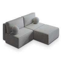 ECKSOFA VARNA P Hellgrau Kordstoff mit Schlaffunktion - Hellgrau, Holz (196/158cm) - MASSENO
