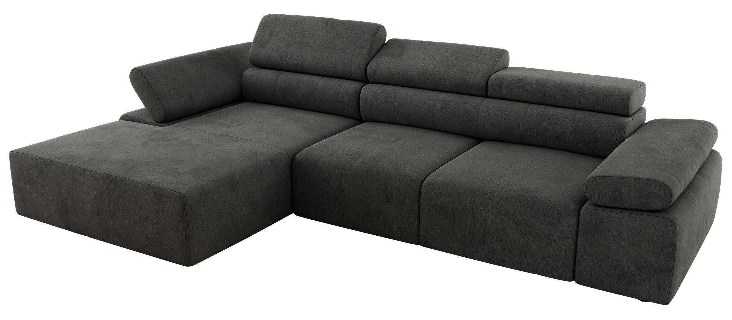 ECKSOFA RILASSO L Dunkelgrau Velvet - links - Dunkelgrau/Schwarz, Kunststoff/Textil (296/174cm) - MKS