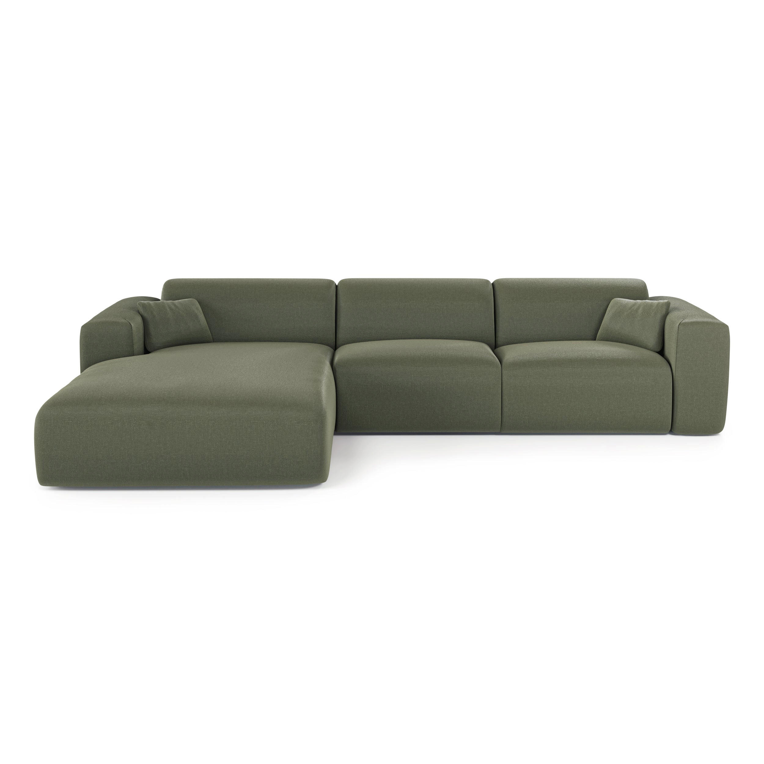 ECKSOFA LINKS SCHLAFSOFA Rastergewebe Olivgrün 280cm - Olivgrün, Textil (165/280cm) - Sia Home