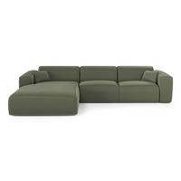 ECKSOFA LINKS SCHLAFSOFA Rastergewebe Olivgrün 280cm - Olivgrün/Grün, Textil (165/280cm) - Sia Home